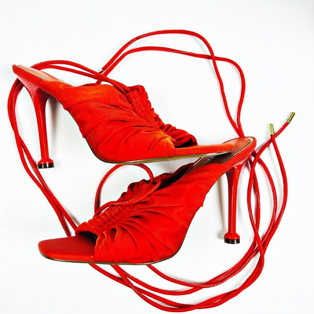 2/$14 Liliana Tangerine Strappy Heels 8.5 - Picture 3 of 6